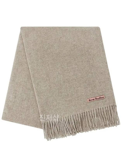 Logo Wool Fringe Scarf Oatmeal Melange - ACNE STUDIOS - BALAAN 2