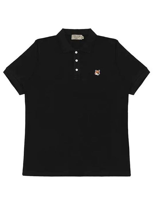 Fox Head Patch Cotton Polo Shirt Black - MAISON KITSUNE - BALAAN 2