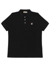 Fox Head Patch Cotton Polo Shirt Black - MAISON KITSUNE - BALAAN 3