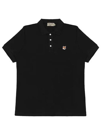 Fox Head Patch Cotton Polo Shirt Black - MAISON KITSUNE - BALAAN 2