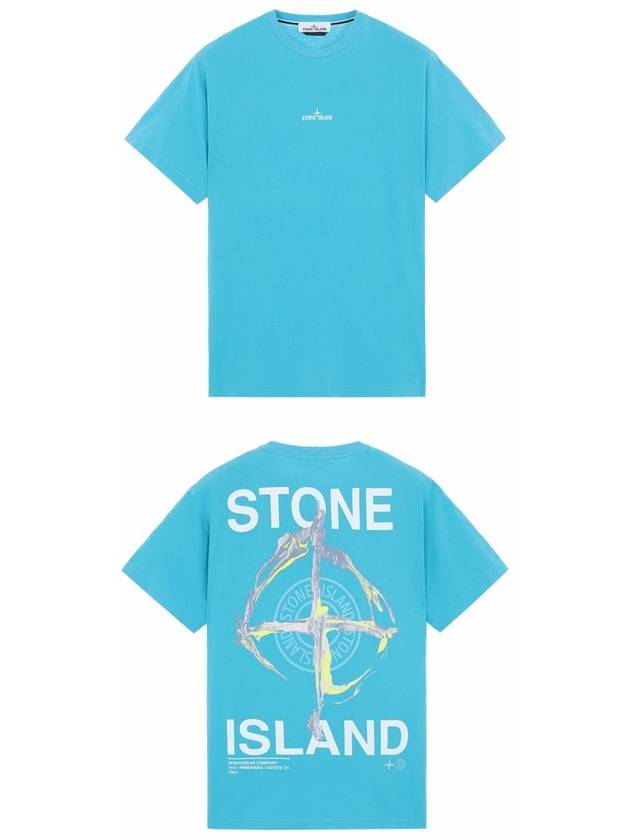 Marble Back Logo Short Sleeve T-Shirt Sky Blue - STONE ISLAND - BALAAN 5