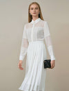 Women's Lillian Pleated Long  Dress White - AME - BALAAN 6