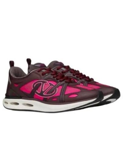 V Logo Easyjog Low Top Sneakers Burgundy - VALENTINO - BALAAN 2