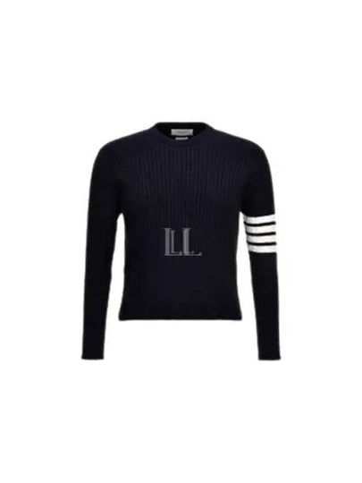 Baby Cable Cotton 4 Bar Crew Neck Knit Top Navy - THOM BROWNE - BALAAN 2