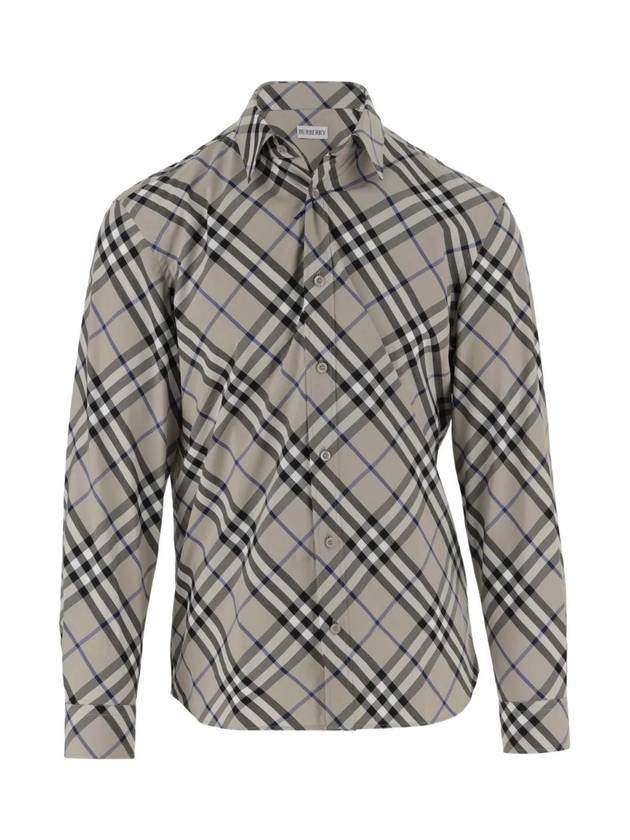 Check Cotton Long Sleeve Shirt Lichen - BURBERRY - BALAAN 1