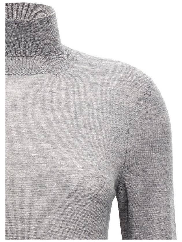 Cassandre Wool Turtle Neck Grey - SAINT LAURENT - BALAAN 4