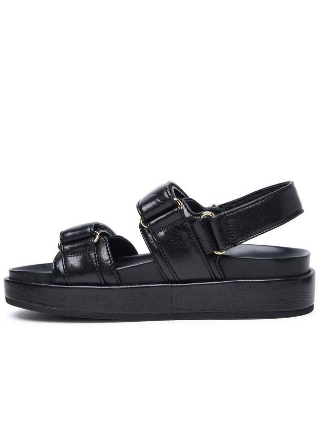 Kira Sports Logo Leather Sandals Black - TORY BURCH - BALAAN 3