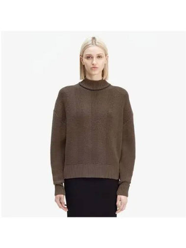 Fred Perry Womens Textured Mock Neck Knit Burnt Tobacco AFPF2438137 Q21 - FRED PERRY - BALAAN 1