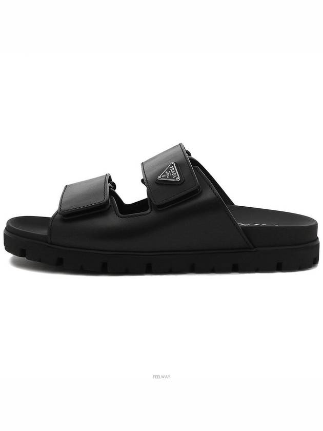 Strap Leather Sandals Black - PRADA - BALAAN 3