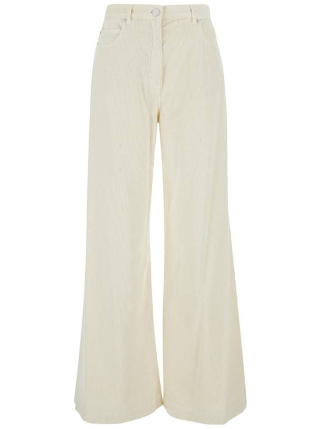 'Wendy' White Five-Pocket Pants In Courduroy Woman - PINKO - BALAAN 1