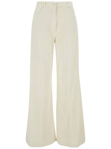 'Wendy' White Five-Pocket Pants In Courduroy Woman - PINKO - BALAAN 1