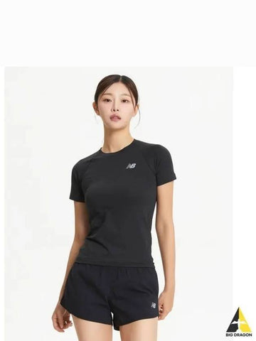 NBNEE4P112 WOMEN SEAMLESS Performance Short Sleeve Tee BLACK - NEW BALANCE - BALAAN 1