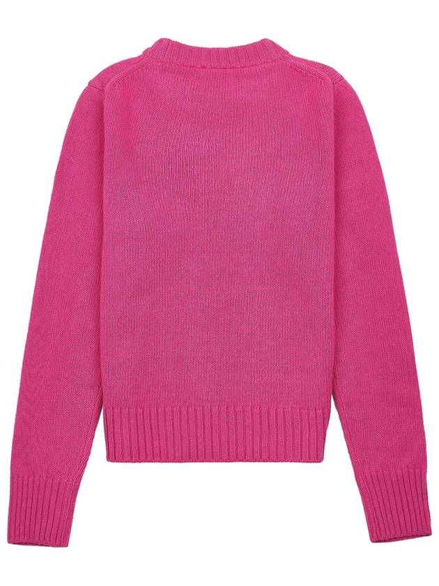 Pink Flower Graphic O-Neck Knit Top Pink - GANNI - BALAAN 3