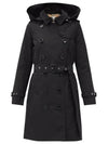 Detachable Hood Teffeta Kensington Trench Coat Black - BURBERRY - BALAAN 3