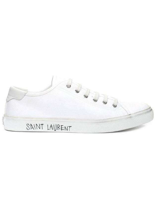 Malibu Logo Canvas Low Top Sneakers White - SAINT LAURENT - BALAAN 4