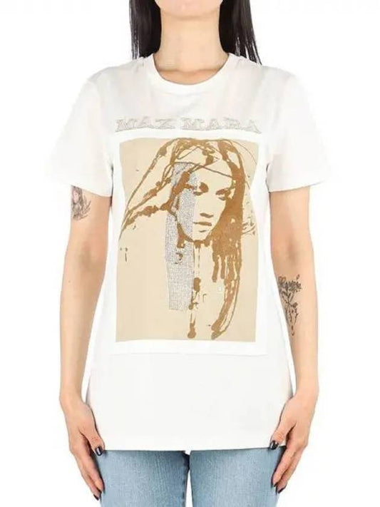 Women's Darling Big Graphic Print Short Sleeve T-Shirt  White - MAX MARA - BALAAN 2