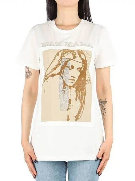 Women's Darling Big Graphic Print Short Sleeve T-Shirt White - MAX MARA - BALAAN 2