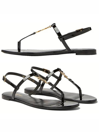 Women's Monogram Cassandra Sandals Black - SAINT LAURENT - BALAAN 2