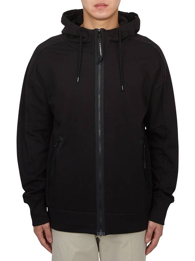 Diagonal Raised Fleece Zip-Up Hoodie Black - CP COMPANY - BALAAN 2