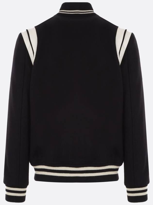 Teddy Bomber Jacket in Wool Black White - SAINT LAURENT - BALAAN 3