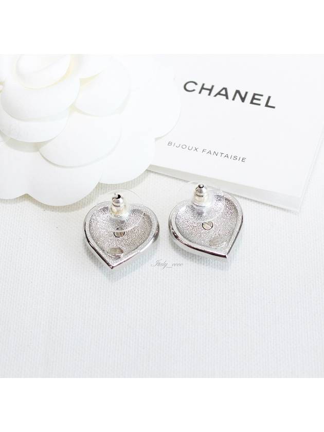 stud earrings metal strass silver pearly white crystal - CHANEL - BALAAN 6