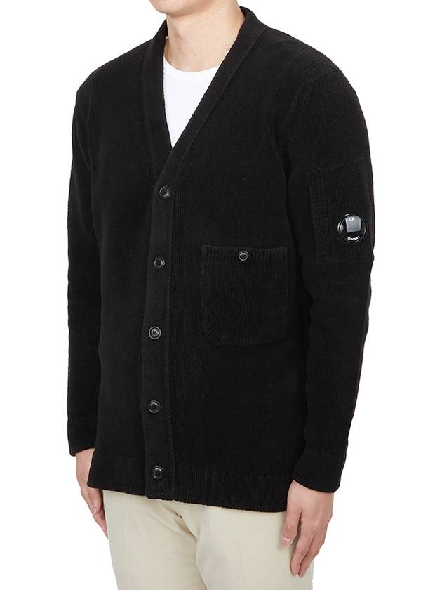 Cotton Chenille Buttoned Cardigan Black - CP COMPANY - BALAAN 3