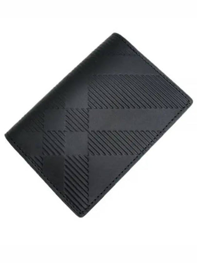 Check Pattern Leather Card Wallet Black - BURBERRY - BALAAN 2