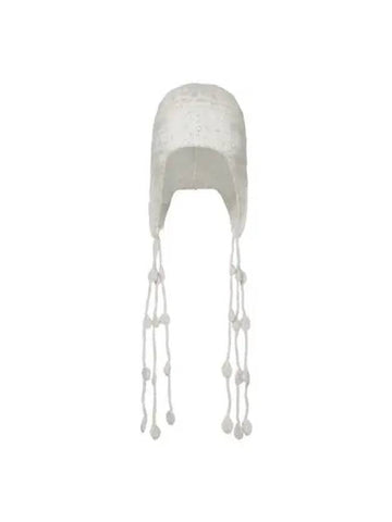 Sequin Nordic Earflap Rabbit Wrap Beanie White - SCULPTOR - BALAAN 1