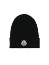 Logo Patch Beanie Black 3B70500A9342 999 - MONCLER - BALAAN 1