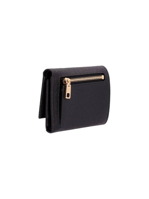 Logo Patch Dauphine Leather Half Wallet Black - DOLCE&GABBANA - BALAAN 3