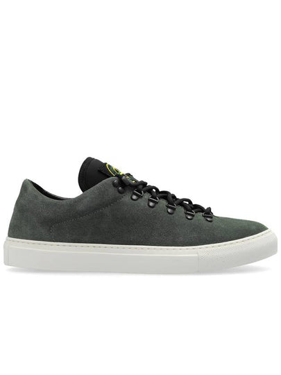 Suede Leather Low Top Sneakers Musk Green - STONE ISLAND - BALAAN 2