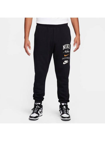 Club Fleece Stack Logo Track Pants Black - NIKE - BALAAN 1