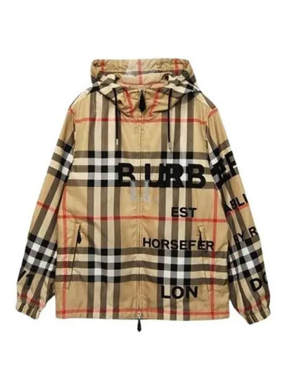 Men's Horseferry Print Check Hoodie Zip-up Beige - BURBERRY - BALAAN 2