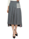 4 Bar Logo Plain Weave Wool Pleated Skirt Grey - THOM BROWNE - BALAAN 6