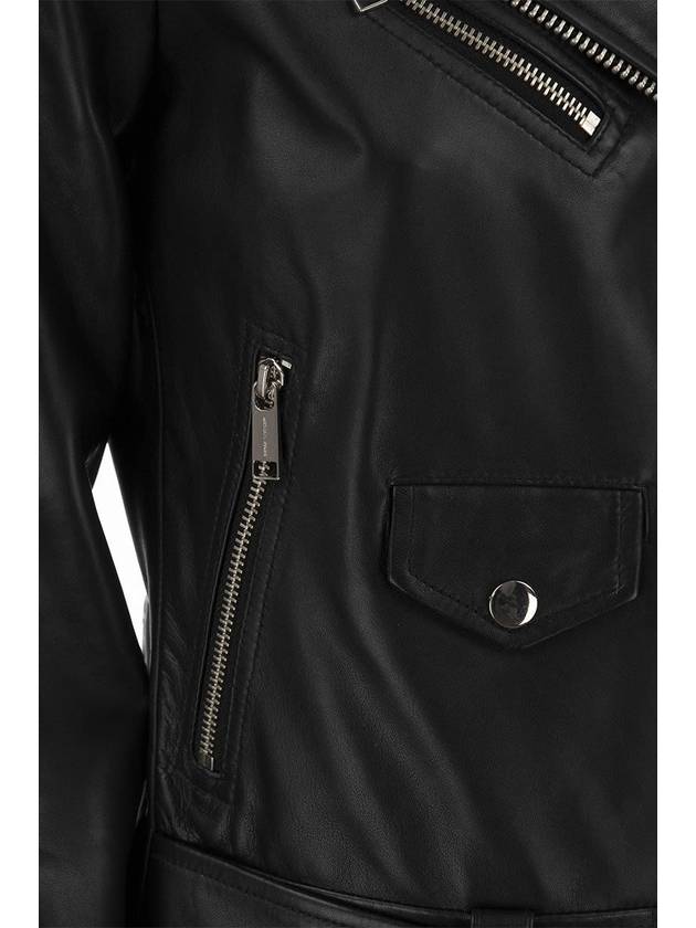 Women's Leather Biker Jacket Black - MICHAEL KORS - BALAAN 5