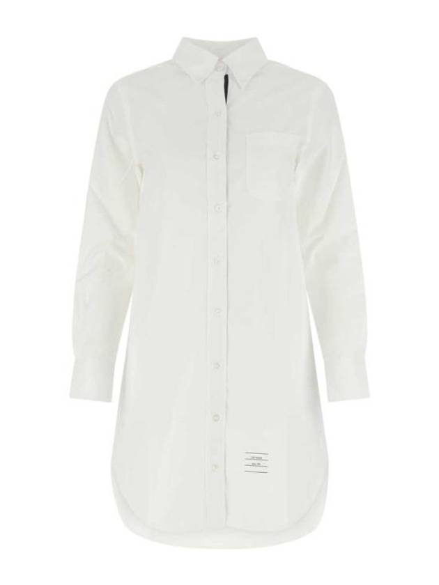 Women's Point Collar Poplin Short Dress White - THOM BROWNE - BALAAN 2