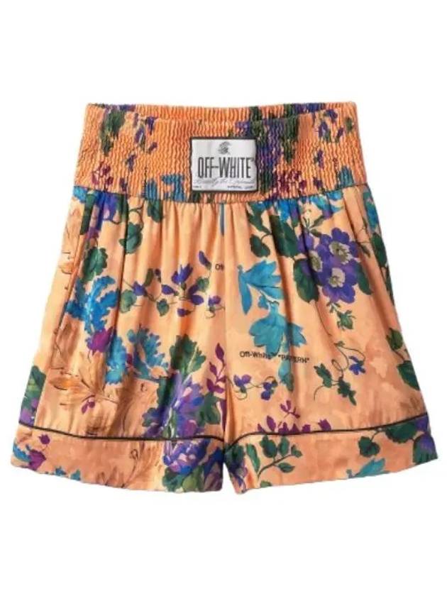 Logo patch floral print short pants peach orange - OFF WHITE - BALAAN 1