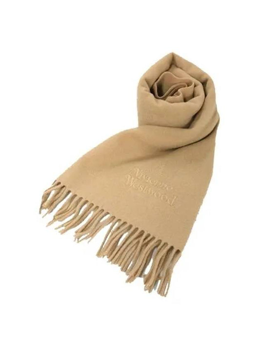 embroid logo wool muffler beige - VIVIENNE WESTWOOD - BALAAN 2