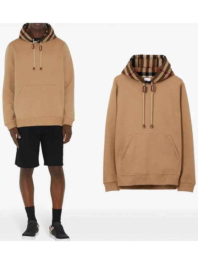 Check Cotton Blend Hoodie Camel Beige - BURBERRY - BALAAN 2