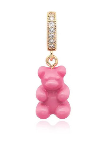 NOSTALGIA BEAR CANDY PINK PAVE CONNECTOR Nostalgia Haribo bear cubic pendant resin charm - CRYSTAL HAZE - BALAAN 1