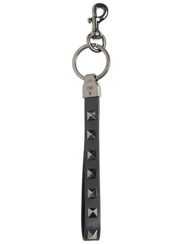 Garavani ROCKSTUD Rockstud detail key holder black - VALENTINO - BALAAN 3