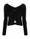 La Maille Pralu Longue Micro Charm Logo Cardigan Black - JACQUEMUS - BALAAN 3