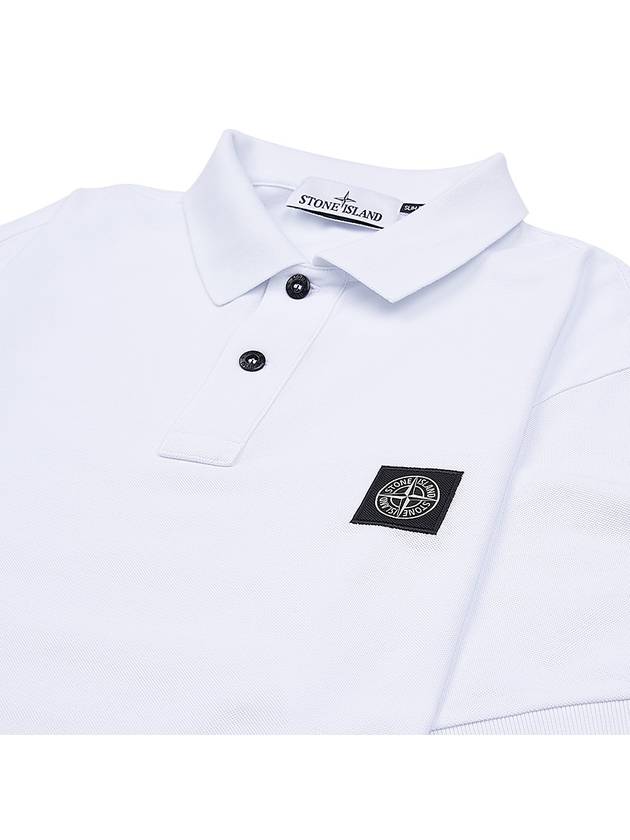 Pique Stretch Cotton Short Sleeve Polo Shirt White - STONE ISLAND - BALAAN 4