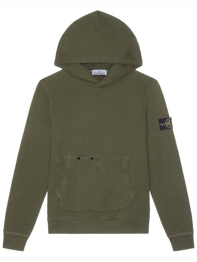 Old Effect Cotton Diagonal Fleece Hoodie Green - STONE ISLAND - BALAAN 2