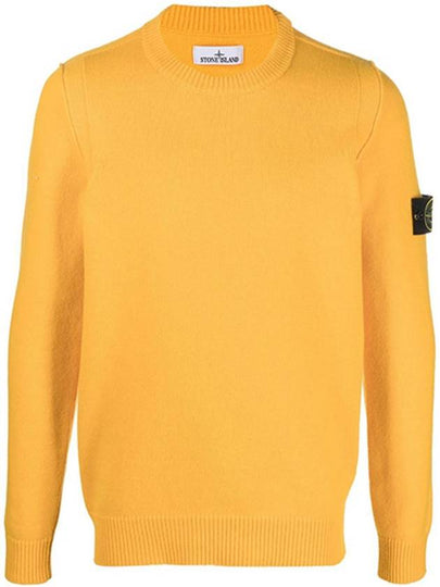 Wappen Patch Crew Neck Wool Knit Top Yellow - STONE ISLAND - BALAAN 2