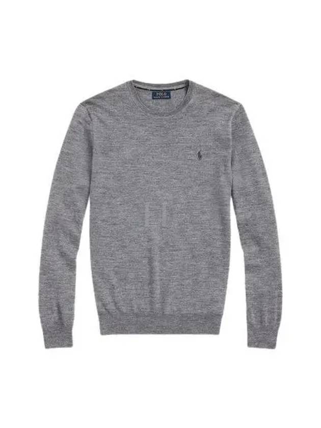 Logo Crew Neck Wool Knit Top Grey - POLO RALPH LAUREN - BALAAN 2