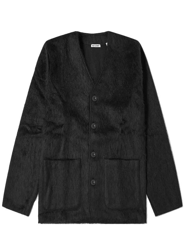 Mohair V-neck Relaxed Fit Wool Cardigan Black - OUR LEGACY - BALAAN 1