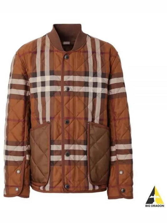 Check Stripe Quilted Bomber Jacket Brown - BURBERRY - BALAAN 2