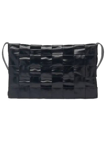 Maxi Intrecciato Leather Cross Bag Black - BOTTEGA VENETA - BALAAN 2