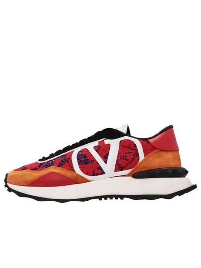 V Logo Signature Lace Runner Low Top Sneakers Red - VALENTINO - BALAAN 2